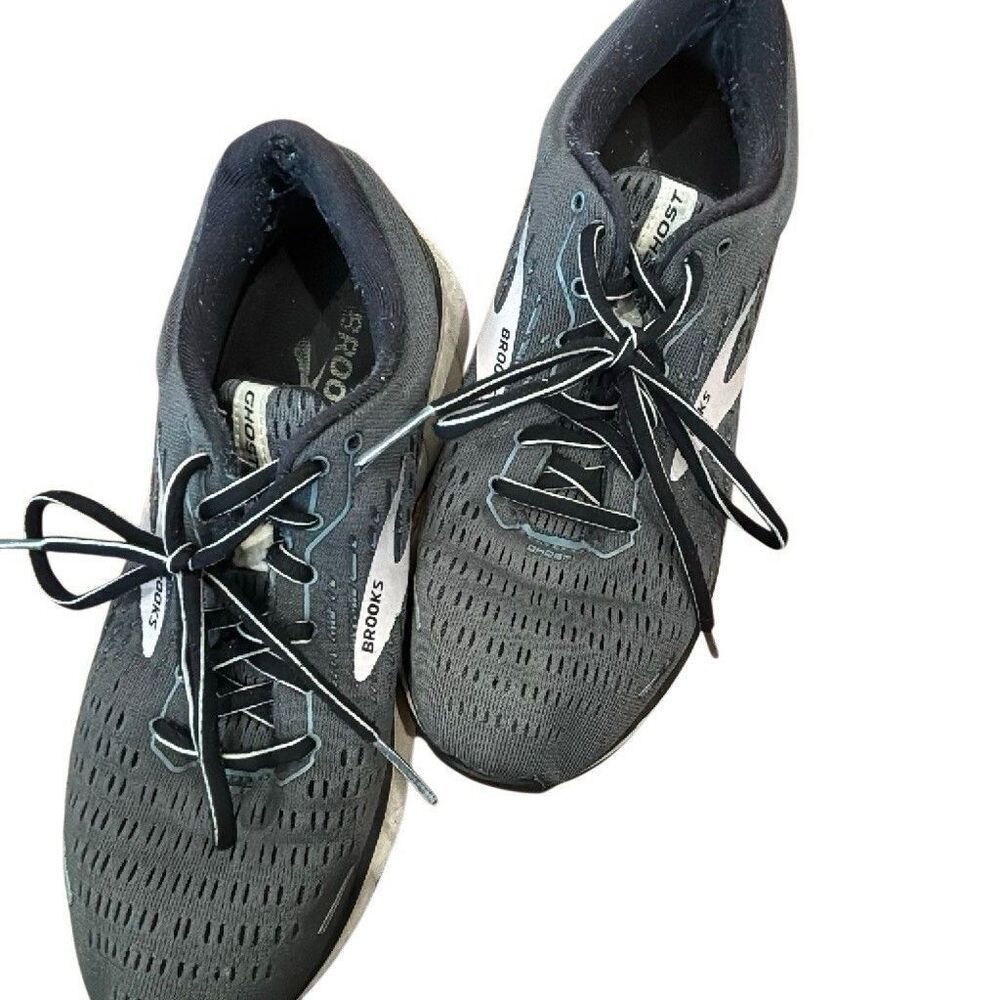 Brooks Ghost Gray/Black Solid Low Top Lace-Up Running Sneakers Mesh Upper size 9 - Picture 7 of 16
